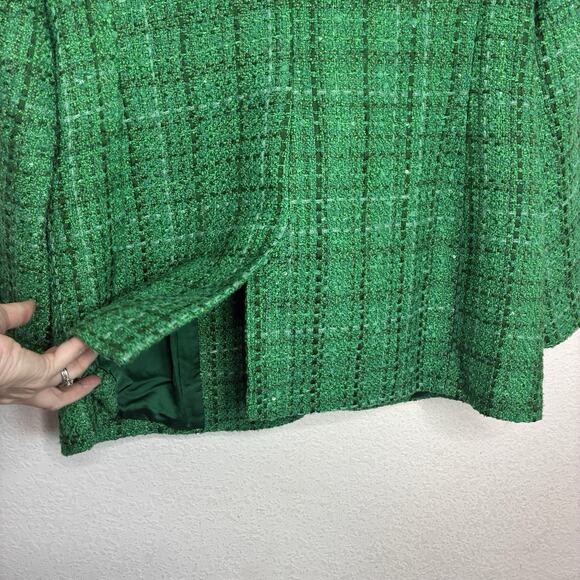 Endless Rose Sequin Trim Jeweled Button Sparkle Emerald Green Tweed Blazer L NWT - Picture 11 of 13